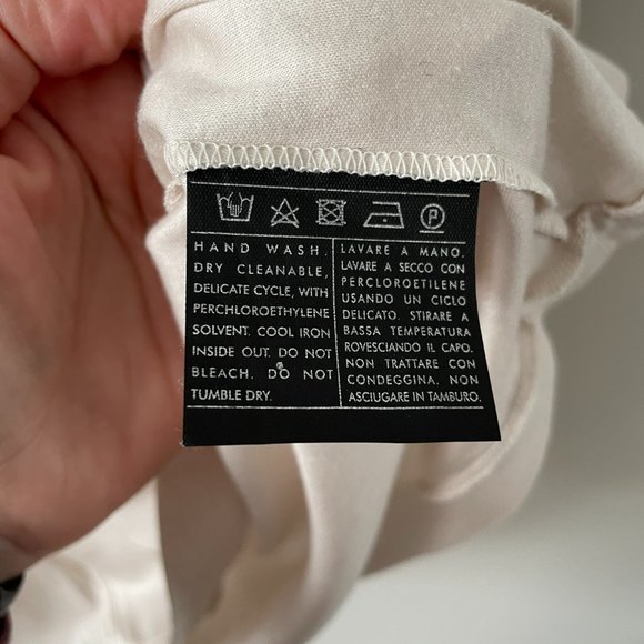 Salvatore Ferragamo Short Sleeve Ruffles Round Neck Casual Blouse Cream Large - Picture 7 of 7